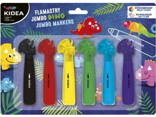 FLAMASTRY JUMBO Z FIGURK� DINOZAURY 6 KOLOR�W KIDEA