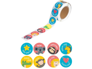 NAKLEJKI MOTYWACYJNE NA ROLCE 2, 5 CM -  ZWIERZ�TKA I SYMBOLE, 500 SZT. [opakowanie=6szt] NZWR-DLP