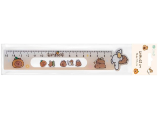 LINIJKA Z RUCHOMYMI  MOTYWAMI 15 CM - KAPIBARA - BE�OWA
