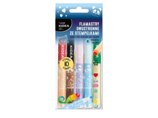 DWUSTRONNE FLAMASTRY ZE STEMPELKAMI 10 KOLOR�W KIDEA