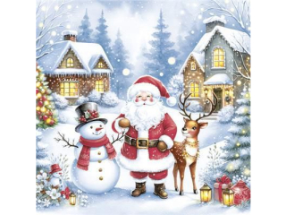 Serwetki POL-MAK SD_GW_025901 Daisy Lunch Cozy Winter Scene with Santa