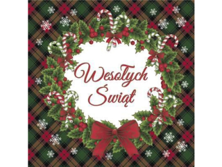 Serwetki POL-MAK SL_GW_028701 Maki Lunch Weso�ych �wi�t Wreath with Check