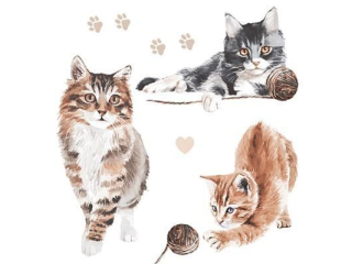 Serwetki POL-MAK SL_OG_063801 Maki Lunch Watercolour Cats Playing with Yarn