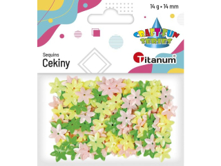 Cekiny kwiaty smuk�e pastelowe 14mm mix kolor�w 14g TITWLK26