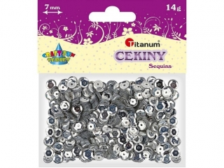Cekiny okr�g�e 7mm metaliczne srebrne 14g