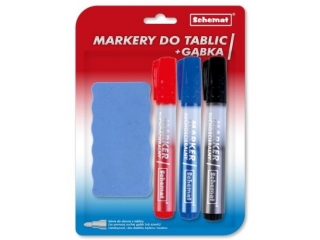 Markery do tablic 3 szt. + g�bka 0693