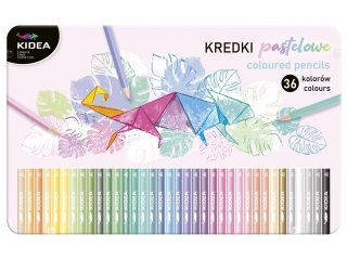 KREDKI PASTELOWE TR�JK�TNE W METALOWYM PUDE�KU 36 KOLOR�W KIDEA