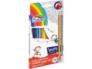 Kredki FIORELLO Supermi�kkie 12+2 kolory cienkie  SUPER-HURT