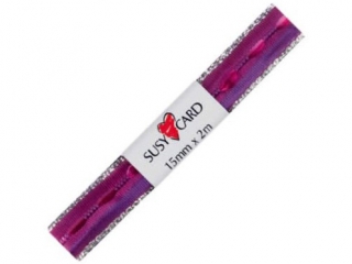 Wst��ka ozdobna SUSY CARD 2m/15mm - fiolet/srebrna