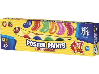 Farby plakatowe ASTRA 12 kolor�w 20 ml + 1-kol GRATIS HURT