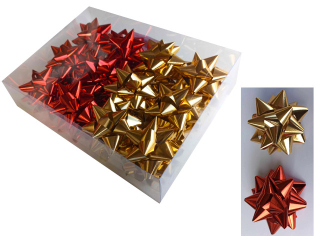 Kokardy Rozety �rednia 24szt. 8cm z�oto-czerwone