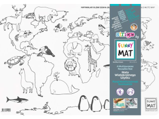KOLOROWANKA FUNNY MAT WHITE 48x33.5 Mapa �wiata Zwierz�ta + GRATIS flamastry