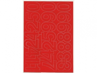 Cyfry samoprzylepne ART-DRUK  50mm czerwone Helvetica 10 ark