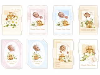 Kartki na Chrzest MERIGRAF B6 Brokat, Z�ocenia