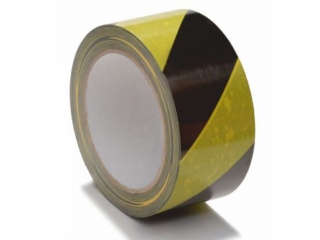 Ta�ma Ostrzegawcza Czarno-��ta 48 mm x 33 m | Samoprzylepna Ta�ma BHP do Oznaczania Stref i Powierzchni