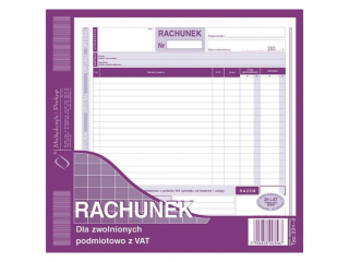Druk -�Rachunek 2/3 A4 Rachunek dla zwolnionych podmiotowo z VAT