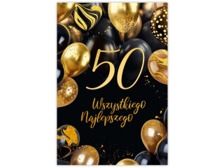 Kartka na Urodziny B6 KZK GLAMOUR Z�ocona i T�oczona nr.13 "50tka"
