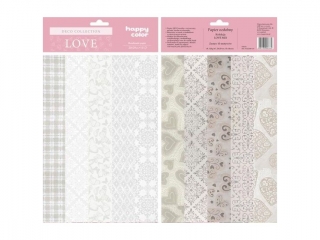 Papier ozdobny HAPPY COLOR Love mix - 10 motyw�w 20x29