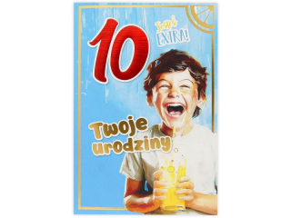 Kartka urodzinowa dla dziecka KZK B6 Nr 037, na 10 urodziny z Ch�opcem