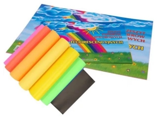 Zeszyt papier�w kolorowych A4 9k. KRESKA fluo