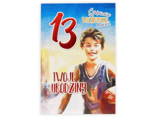 Kartka urodzinowa dla dziecka KZK B6 Nr 049, na 13 urodziny dla Ch�opca