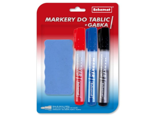 Markery do tablic 3 szt. + g�bka 0693  SUPER-HURT