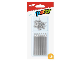 �wieczki do tortu MFP srebrne 12szt.+12szt. Uchwyt�w