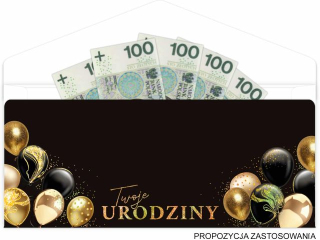 Kartka - koperta na pieni�dze KZK PREMIUM nr. 6 Urodziny Glamour 18-tka