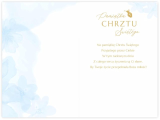 Kartka na Chrzest KZK B6 nr. 5 z�ocona z go��bic� dla Ch�opca