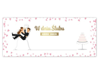 Kartka �lubna - koperta na pieni�dze ARMIN STYLE KP-342 przesuwane elementy 25x10cm