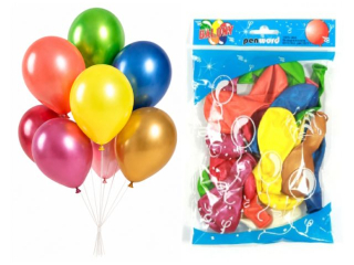 Balony PENWORD 10"  20szt. mix kolor�w metalik, per�a