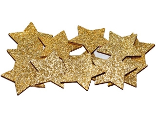 Dekoracje drewniane samoprzylepne wz�r:gwiazdki  kolor: z�oty  ilo��: 12 szt