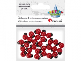 Dekoracje drewniane biedronki 12x15mm samoprzylepne na piance 3D 30szt. TITWLK26