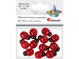 Dekoracje drewniane biedronki 18x25mm samoprzylepne na piance 3D 12szt. TITWLK26