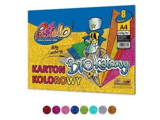 Karton kolorowy brokatowy PASTELLO  A4 210G MIX 8KOL