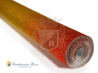 Krepina W�oska Cartotecnica Rossi 180g/m² 801/1 metalizowana z�ota-czerwona, 50cm x 250cm