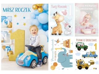 Kartki laurka B6B -brokat Urodziny roczek zest. 700 dzieci�ce - baby