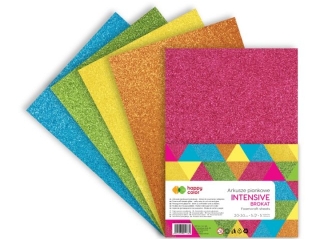 Arkusze piankowe brokatowe INTENSIVE, A4, 5 ark , 5 kolorow, Happy Color