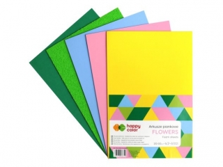 Arkusze piankowe FLOWER, A4, 5 ark, 5 kolor�w, 2 rodzaje, Happy Color