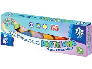 Farby plakatowe ASTRA pastelowe 12 kolor�w - 20ml PREMIUM BOX