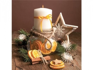 Serwetki POL-MAK GWIAZDKA Maki Lunch 33cm 20szt. Candle in Jar Full of Orange Slices SL_GW_020501  [opakowanie=12szt]