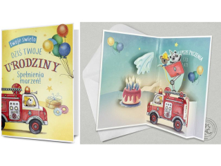 Kartka urodzinowa dla dziecka PAN DRAGON HM 250-02 Przestrzenna - Stra� Po�arna