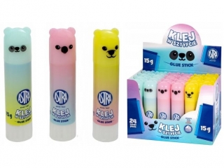Klej w sztyfcie zwierz�tka PVA ASTRA Mix Pixel/Pastel 15 g - 24 szt. display   [opakowanie=24szt]