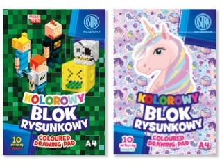 Blok rysunkowy kolorowy 80G ASTRAPAP A4 10 ark "PixelxUnicorn" [opakowanie=10szt]