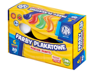 Farby plakatowe ASTRA  6 kolor�w 20ml Standard Box  SUPER-HURT