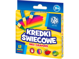 Kredki �wiecowe okr�g�e ASTRA - 12 kolor�w - 8/90 mm SUPER-HURT