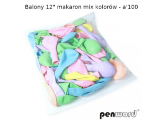 Balony PENWORD 12" 100szt. mix makaron pastel