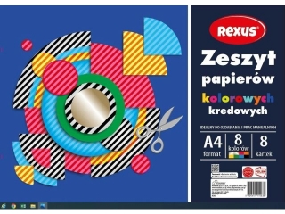 Zeszyt papier�w kolorowych kredowanych REXUS A4 8k.