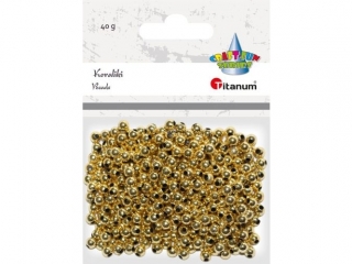 Koraliki TITANUM 5mm do nawlekania otw�r 2mm 40g z�ote