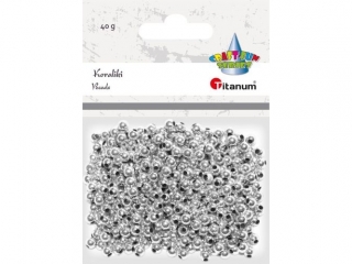 Koraliki TITANUM 5mm do nawlekania otw�r 2mm 40g srebrne